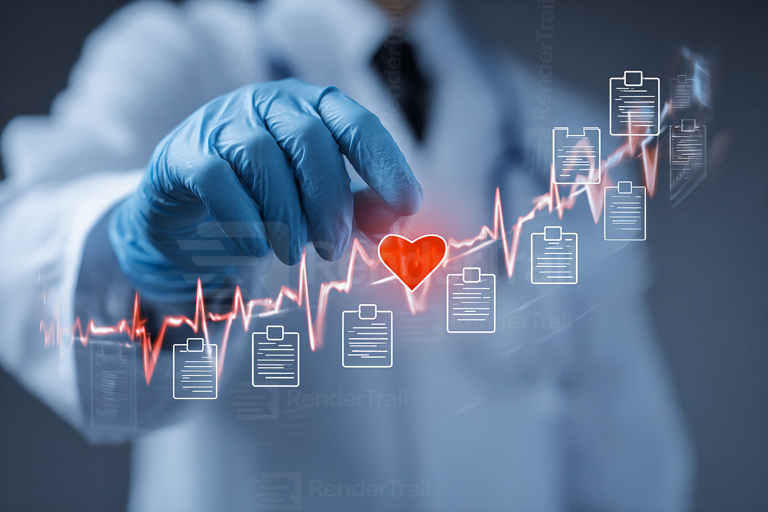 Medical professional analyzes health data with digital heart monitor in clinical setting