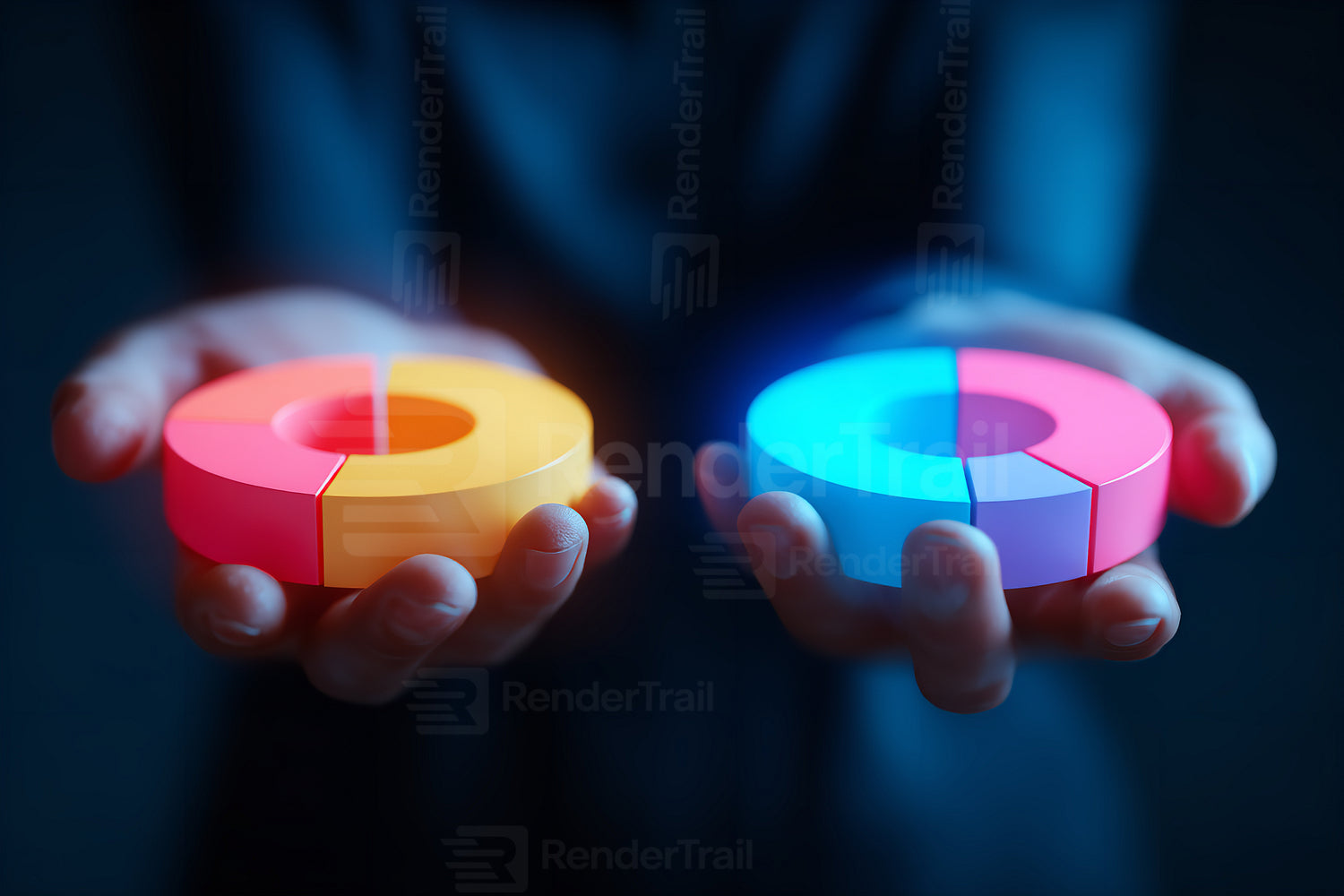 Brightly colored magnets held in hands with a focus on the contrasting halves, showcasing a fun experiment indoors