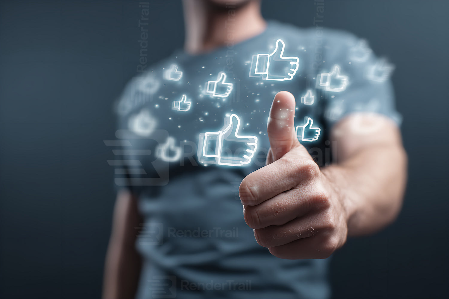 Digital thumbs up in a social media context showing positive engagement and interaction