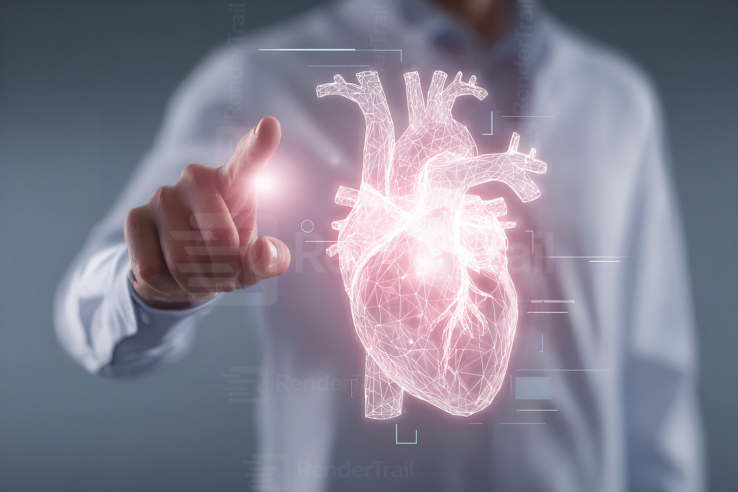 Exploring the holographic representation of a human heart during a medical demonstration