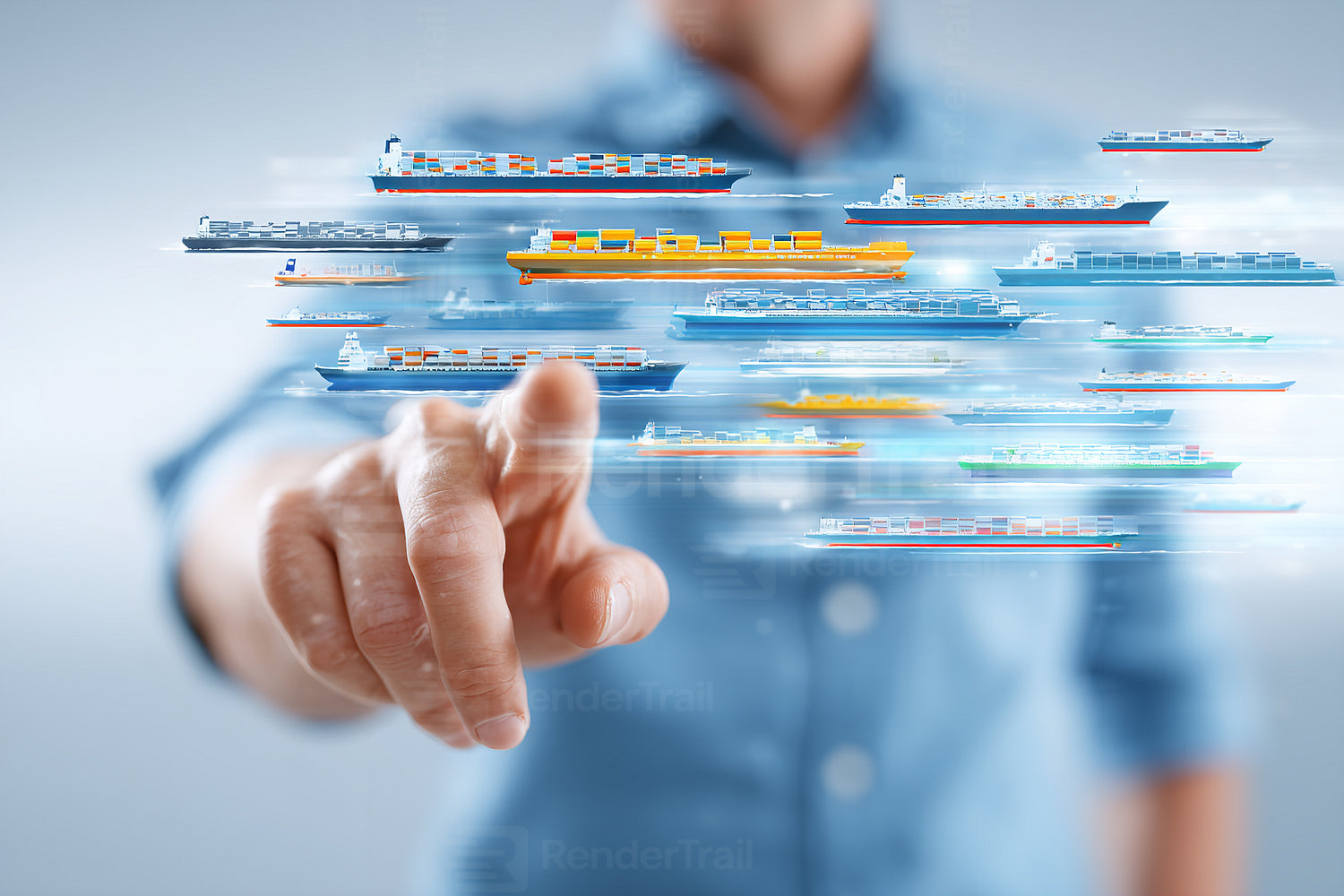 Innovative digital display of shipping vessels in an interactive maritime data visualization setup