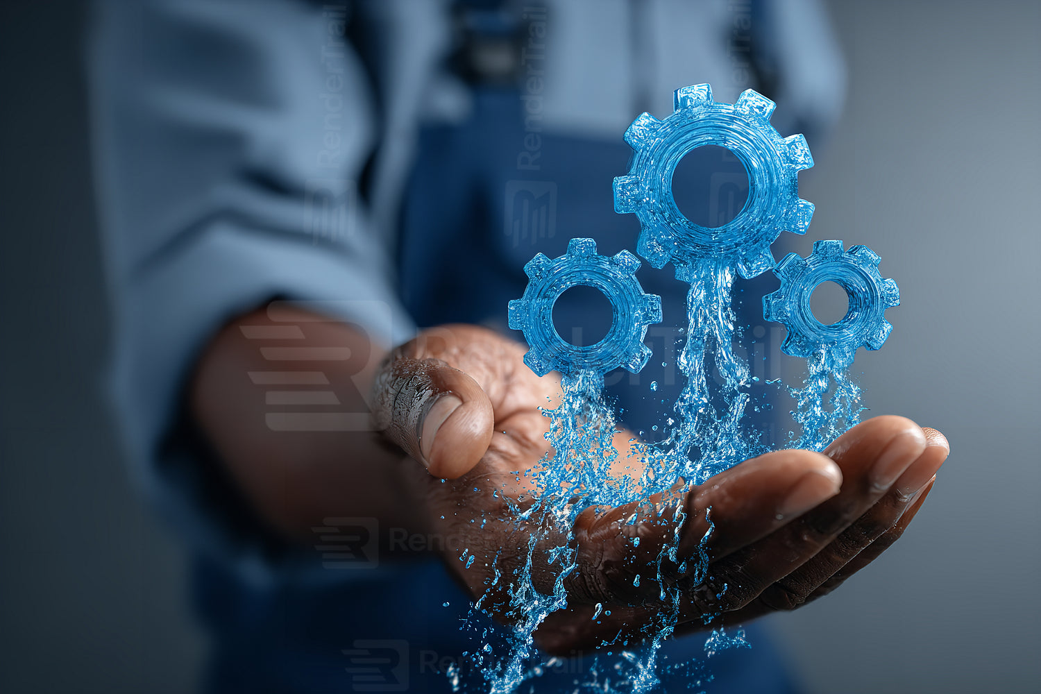 Innovative use of technology with gears and water effects in a workshop setting