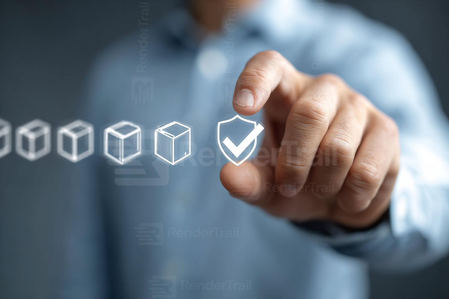 Man using digital interface to select secure options for data protection and privacy in modern technology