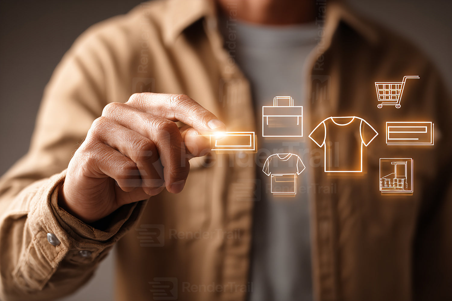 Choosing items for online shopping with a virtual interface of products and symbols