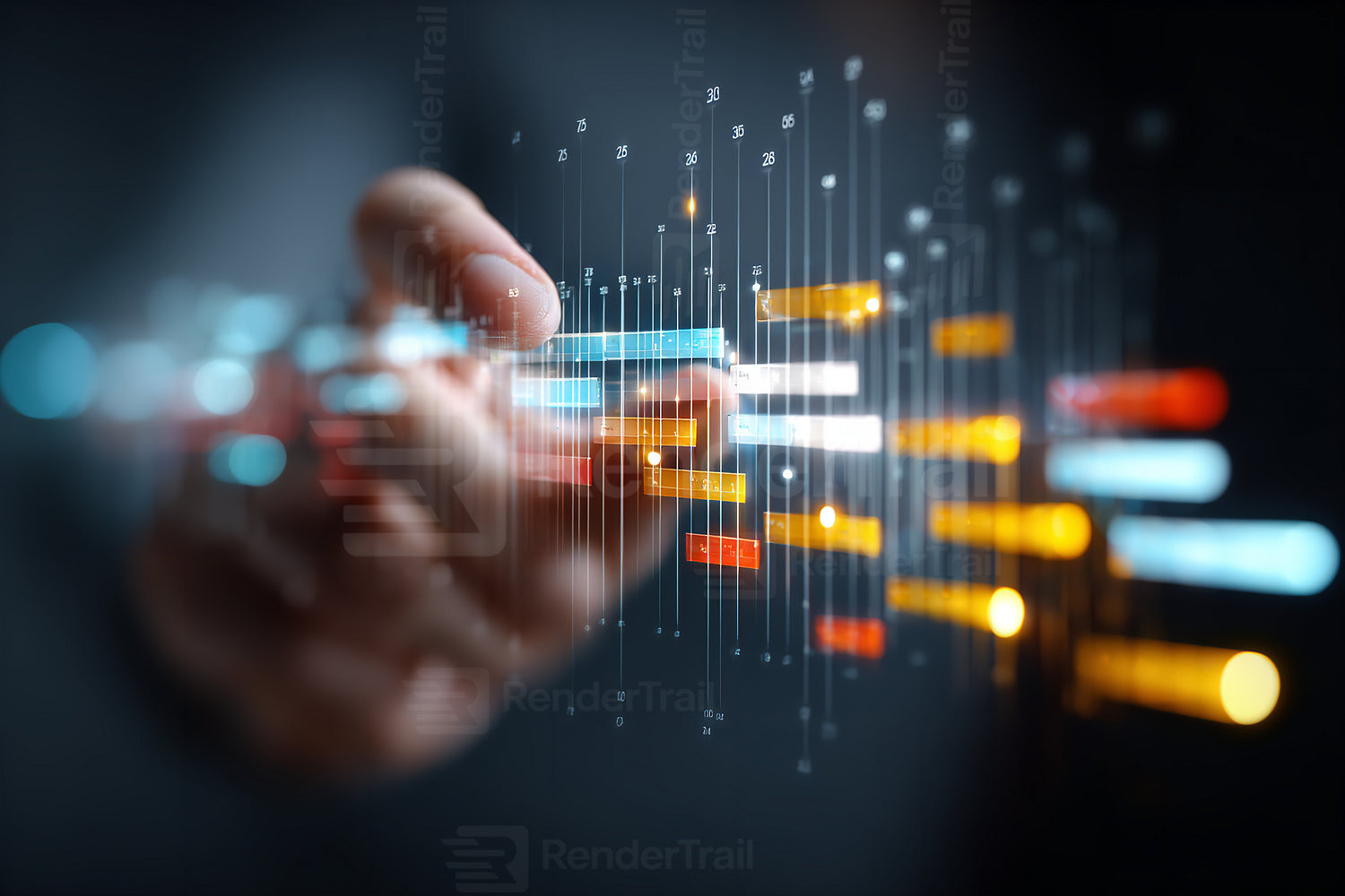 Visual representation of data analysis in a modern digital environment focusing on technology and innovation