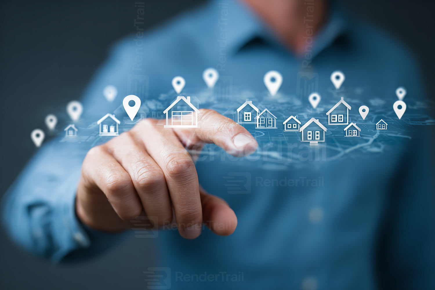 Real estate professional using technology to showcase homes and locations for potential buyers