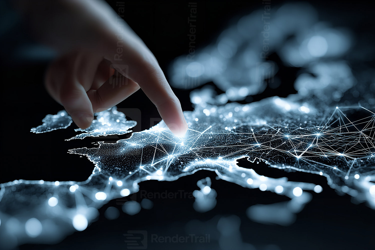 Touching the digital map of Europe, exploring connections and technology at night